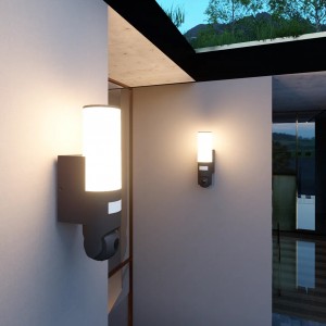 Wifi 2 Way Awdjo 1080hd Kolonna Led Sigurtà Dawl Outdoor Home Sigurtà Mozzjoni Sensor Ħajt Dawl bil-Kamera