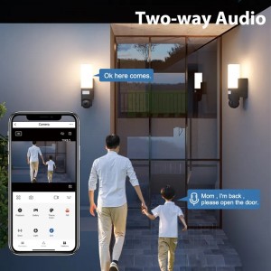 Wifi 2 Way Audio 1080hd Colonna LED Luce di sicurezza Outdoor Sicurezza domestica Sensore di muvimentu Lampada da parete cù Camera