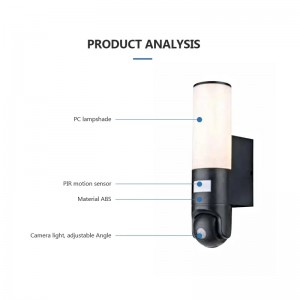 Wifi 2 Way Audio 1080hd Colonna LED Luce di sicurezza Outdoor Sicurezza domestica Sensore di muvimentu Lampada da parete cù Camera